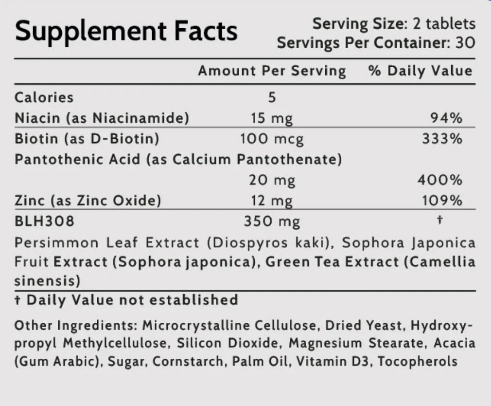 Supplement Facts for Bomme Root Renewal Supplements including key actives and daily values.”